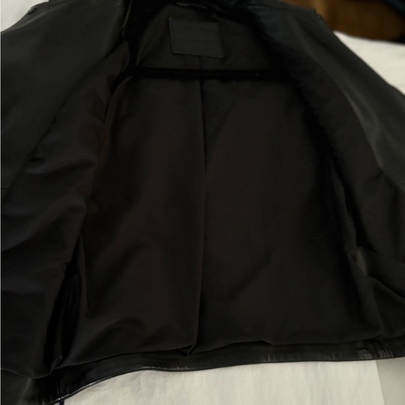 All Saints Black Leather Bomber Jacket with zippers - Picture 4 of 10